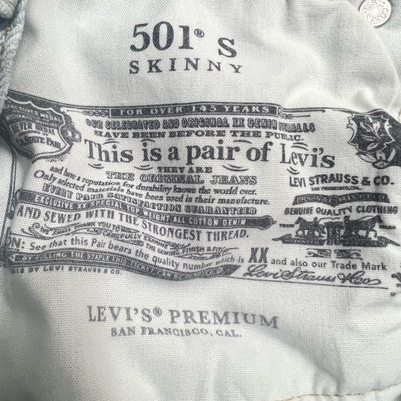 Levi’s Ladies 501 S Skinny denim Jeans button fly size 28x32 - Picture 10 of 10